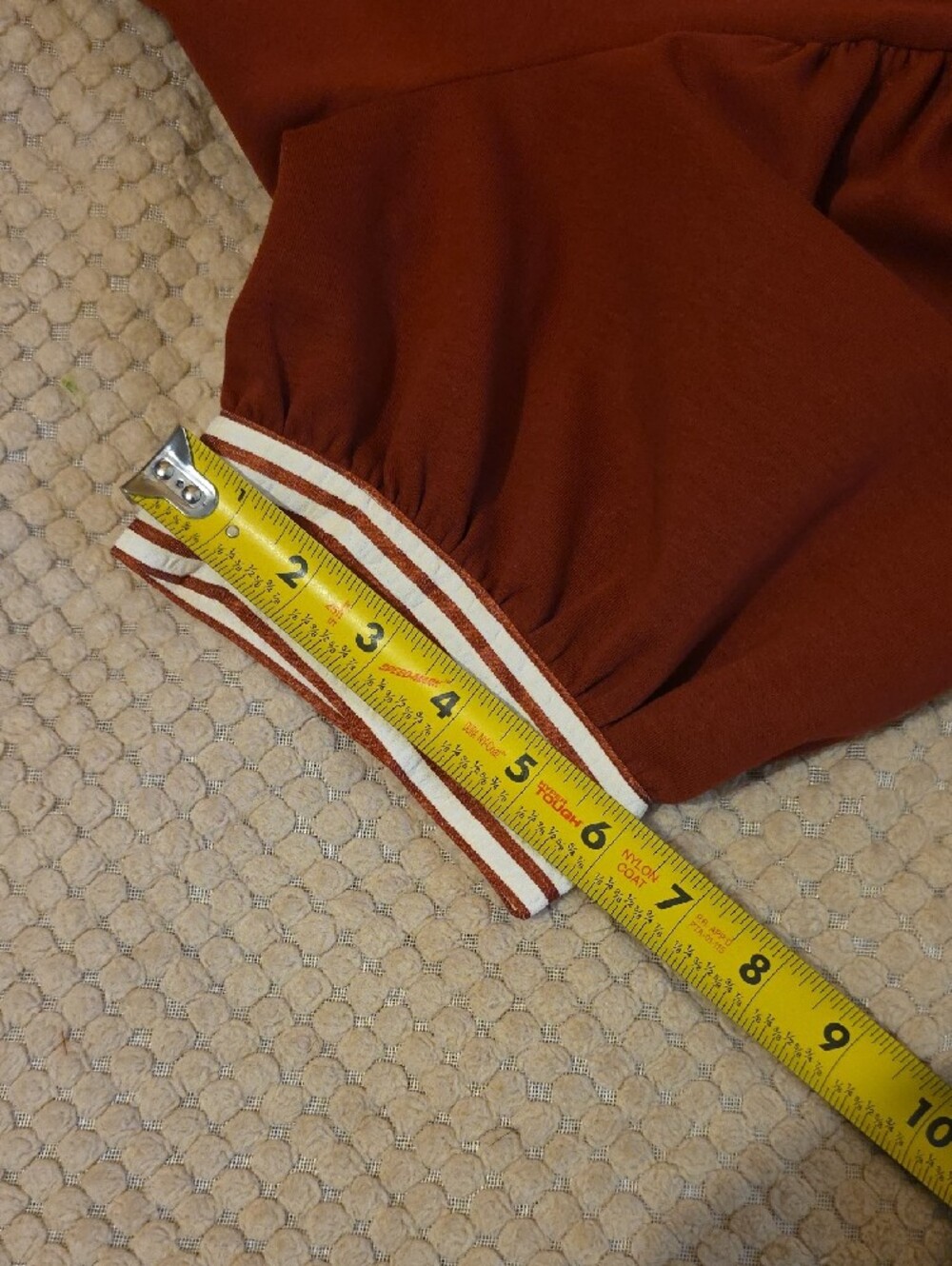 Entro Dress Burnt Orange W/ Cream & Burnt Orange Pinstripe Collar & Sleeve Cuff - Picture 9 of 10
